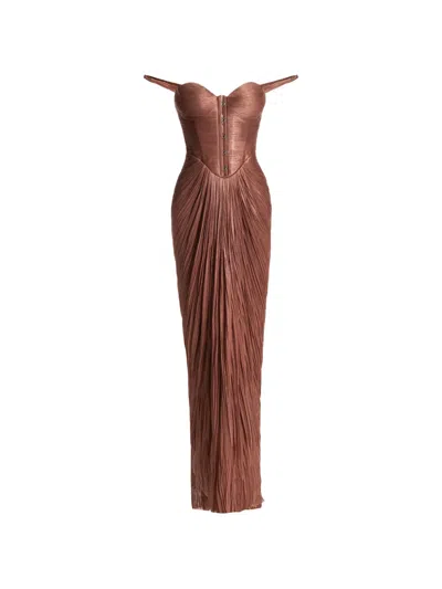 Maria Lucia Hohan Susies Corset-detail Maxi Dress In Brown