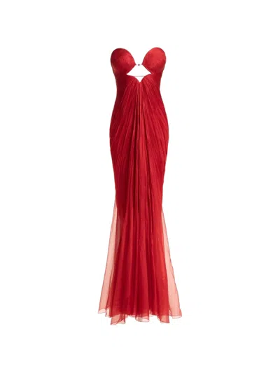 Maria Lucia Hohan Sweetheart Pendant Dress In Red