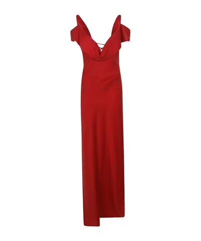 Maria Lucia Hohan Tamara Lace-up Maxi Dress In Red