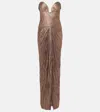 Maria Lucia Hohan Tia Draped Off-shoulder Corset Gown In Carbon