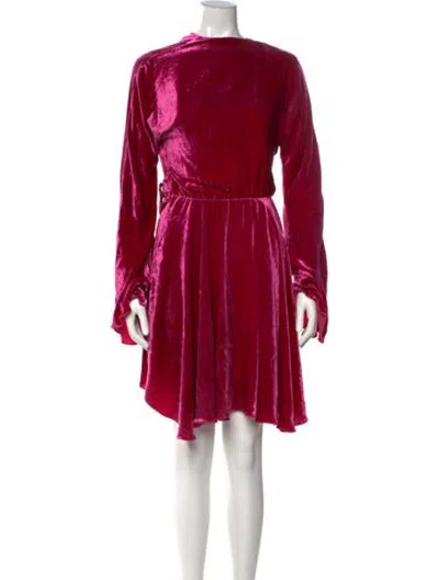 Pre-owned Maria Lucia Hohan Tie Neck Mini Dress W/ Tags In Pink