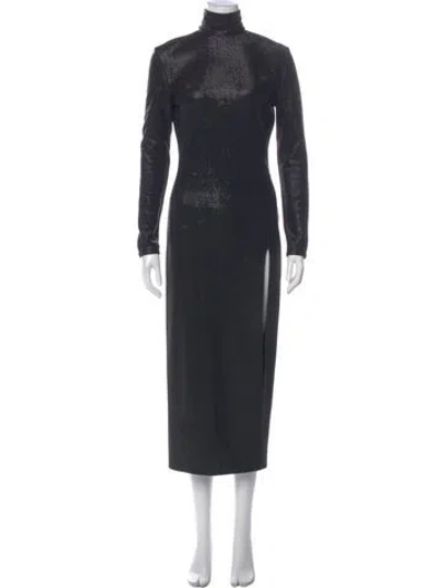 Pre-owned Maria Lucia Hohan Turtleneck Long Dress In Gray