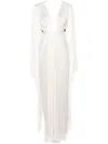 Maria Lucia Hohan White Vera Draped Pleated Gown In White