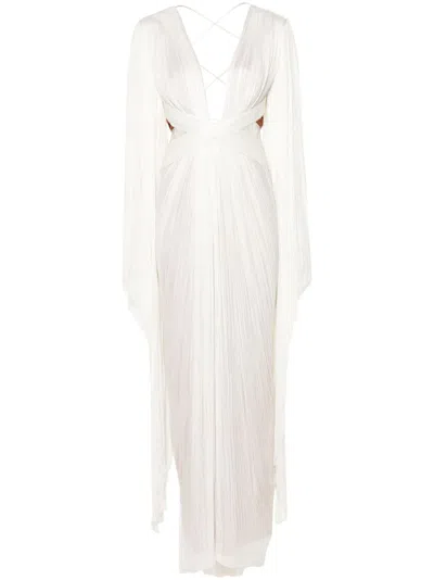 Maria Lucia Hohan White Vera Draped Pleated Gown