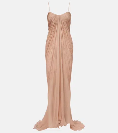 Maria Lucia Hohan Victoria Draped Silk Bustier Gown In Pink