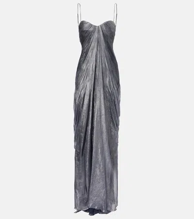 Maria Lucia Hohan Victoria Draped Silk Gown In Blue