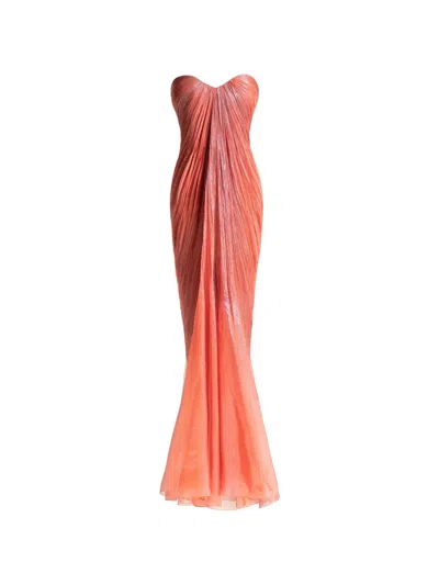 Maria Lucia Hohan Victoria Ruched Maxi Dress In Orange