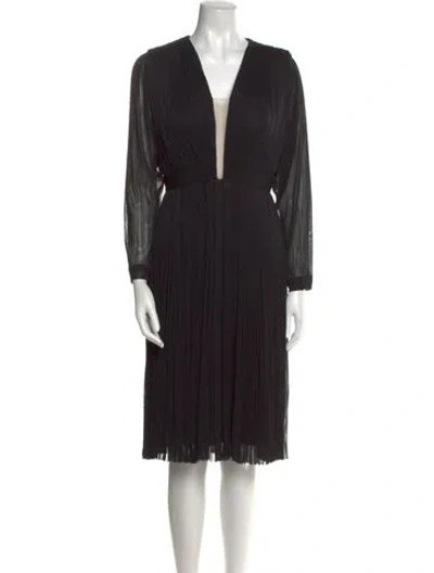 Pre-owned Maria Lucia Hohan V-neck Midi Length Dress In Black