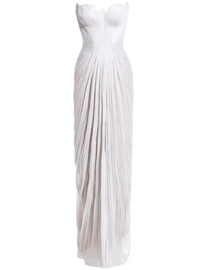 Maria Lucia Hohan White Jasleen Pleated Gown