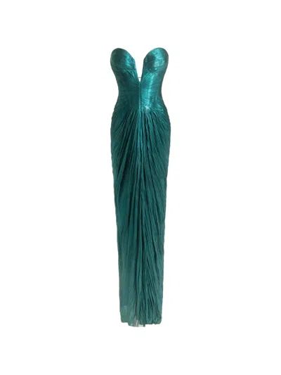 Maria Lucia Hohan Yua Strapless Gown In Blue