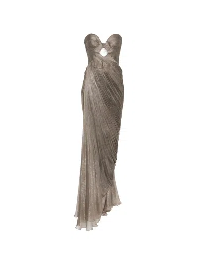 Maria Lucia Hohan Zephyra Side-slit Maxi Dress In Gray