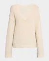 Maria Mcmanus Air Spun Cashmere Knit V-neck Sweater In Yellow