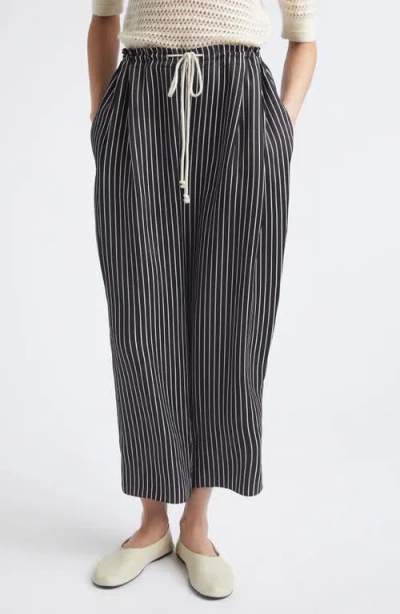 Maria Mcmanus Balloon Drawstring Habotai Wide-leg Pants In Black