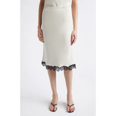 Maria Mcmanus Lace-trimmed Satin Midi Skirt In White