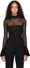 Maria Mcmanus Black Sheer Corset Bell Sleeve Top In Black