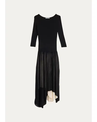 Maria Mcmanus Boat-neck Colorblock Midi Dress In Blk