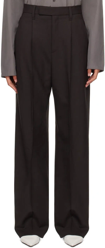 Maria Mcmanus Brown Wide Leg High Rise Trouser Trouser In Chocolate