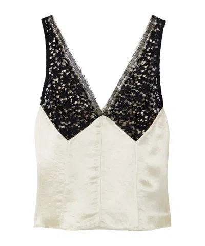 Maria Mcmanus Satin-twill And Corded Lace Camisole In Multi