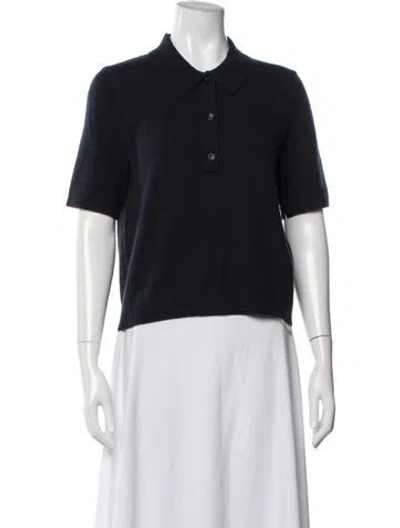 Pre-owned Maria Mcmanus Cashmere Short Sleeve Polo In Blue
