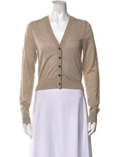 Pre-owned Maria Mcmanus Cashmere V-neck Button-up Top In Neutral
