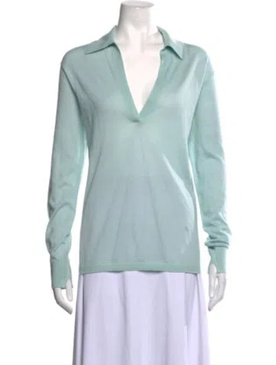Pre-owned Maria Mcmanus Cashmere V-neck Sweater In Blue