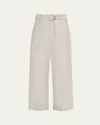 Maria Mcmanus Chambray Belted Wide-leg Cropped Pants