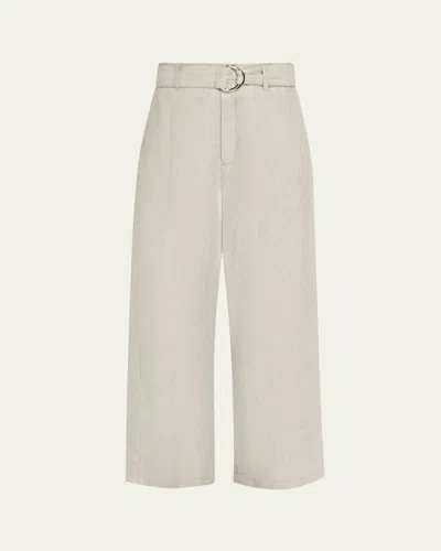 Maria Mcmanus Chambray Belted Wide-leg Cropped Pants