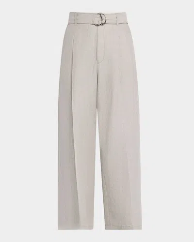 Maria Mcmanus Chambray Belted Wide-leg Cropped Pants