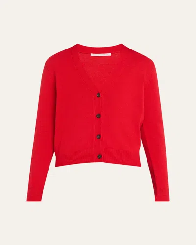 Maria Mcmanus Classic V-neck Cashmere Cardigan In Red Lacquer