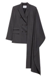 MARIA MCMANUS MARIA MCMANUS CLOAK DOUBLE BREASTED STRETCH WOOL BLAZER