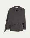 Maria Mcmanus Cloak Double-breasted Wool Blazer In Charcoal Pinstripe