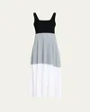 Maria Mcmanus Color Block Square-neck Midi Dress In Black