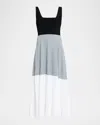 Maria Mcmanus Color Block Square-neck Midi Dress In Black