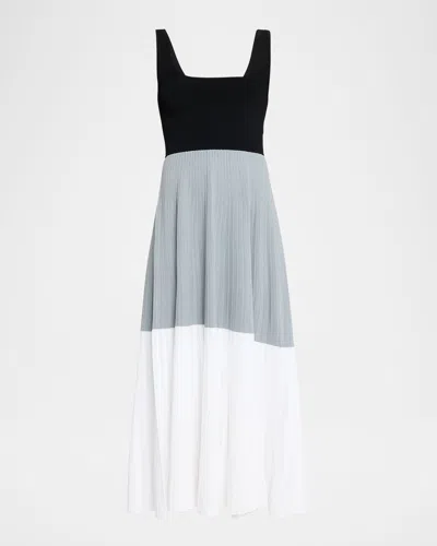 Maria Mcmanus Color Block Square-neck Midi Dress In Black