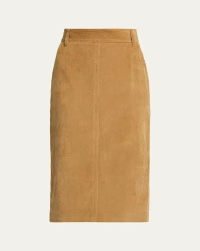 Maria Mcmanus Corduroy Midi Pencil Skirt In Brown