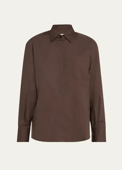 Maria Mcmanus Covered Placket Shirt In Chocolate