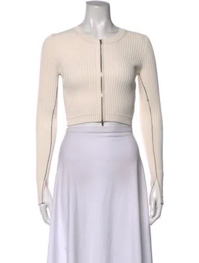 Pre-owned Maria Mcmanus Crew Neck Long Sleeve Crop Top In Neutrals