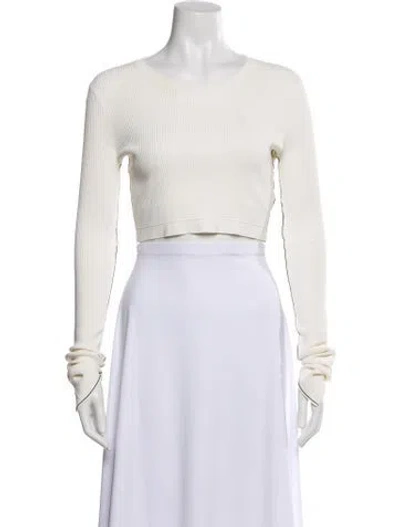 Pre-owned Maria Mcmanus Crew Neck Long Sleeve Crop Top In White