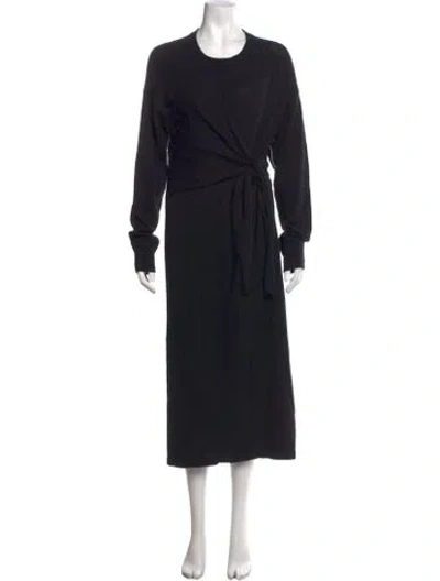 Pre-owned Maria Mcmanus Crew Neck Midi Length Dress In Black