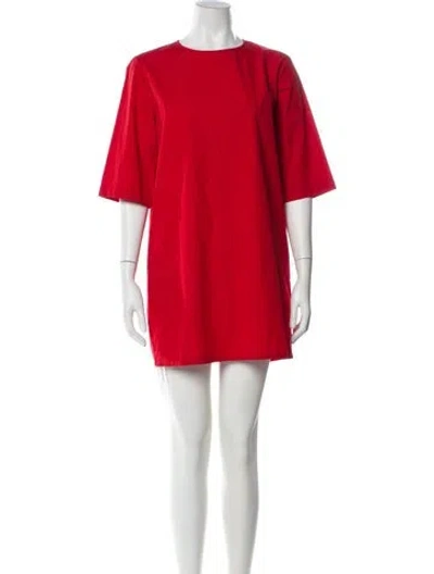 Pre-owned Maria Mcmanus Crew Neck Mini Dress In Red