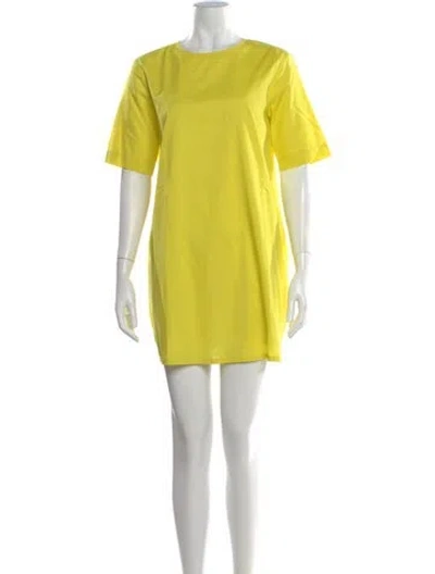 Pre-owned Maria Mcmanus Crew Neck Mini Dress In Yellow