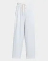 Maria Mcmanus Cropped Organic Cotton Sateen Pants In Whitewhite Stripe