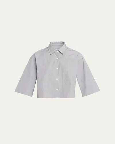 Maria Mcmanus Cropped Short-sleeve Button-down Shirt In Neutral