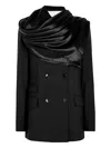 Maria Mcmanus Draped Double-breasted Wool Blazer In Black