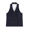 Maria Mcmanus Double-breasted Vest In Midnight Navy