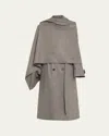 Maria Mcmanus Double-breasted Wool Cashmere Cloak Trench Coat In Charcoal Melange