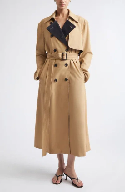 Maria Mcmanus Double Face Organic Cotton Twill Trench Coat In Brown