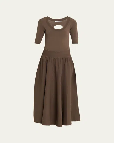 Maria Mcmanus Double Keyhole Knit Midi Dress In Brown