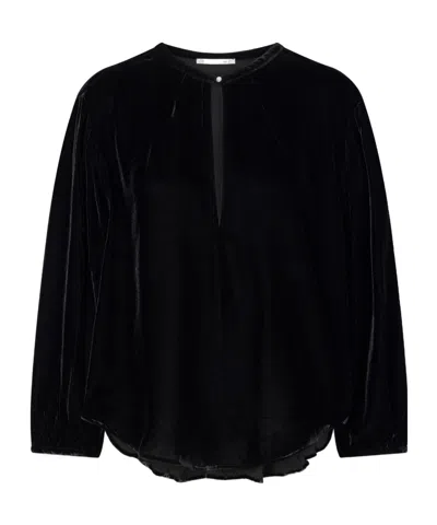 Maria Mcmanus Draped Velvet Blouse In Black