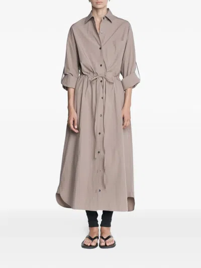 Maria Mcmanus Drawstring Midi Shirt Dress In Brown